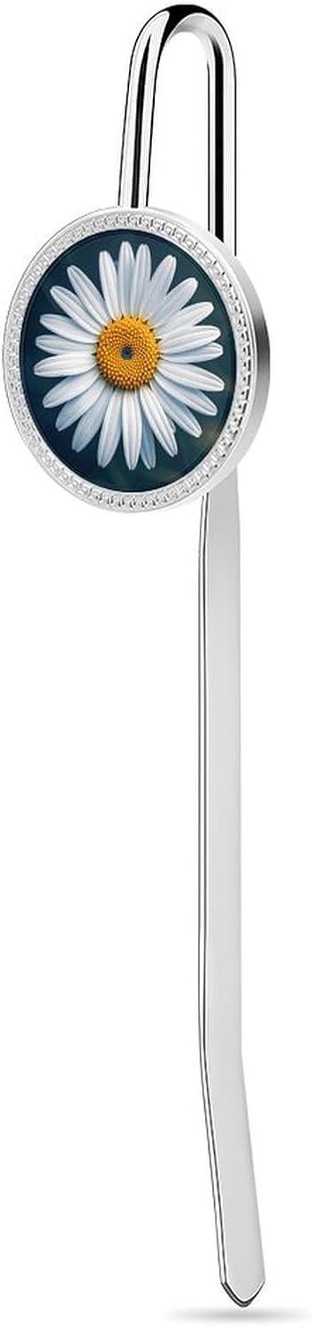 1.2″ Personalized Metal Bookmarks White Blue Daisy Printed Cool Bookmarks for Women Vintage Bookmark Hook Book Clip for Bookworm Bookmate Gift