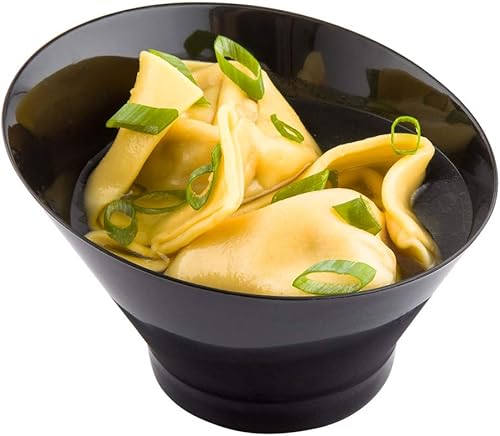 Miniatura 10 de Restaurantware 5 oz redondo de plástico negro pequeño tazón inclinado - 3 34" x 3 34" x 2 12" - Caja de 100 unidades