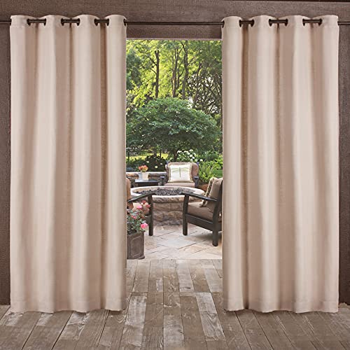EXCLUSIVE HOME Delano Heavyweight Textured Indoor/Outdoor Grommet Top Curtain Panel Pair, 54"x108", Taupe by Exclusive Home - Used condition - US$7.41