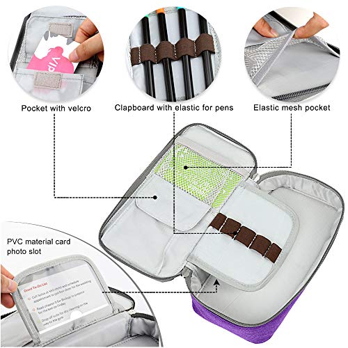 Image of Homecube Pencil Case Large Capacity Storage Oxford Cloth Bag Pouch Marker Stationery Organizer Holder with Zipper for School & Office - 9.06x4.72x2.56 inches Purple