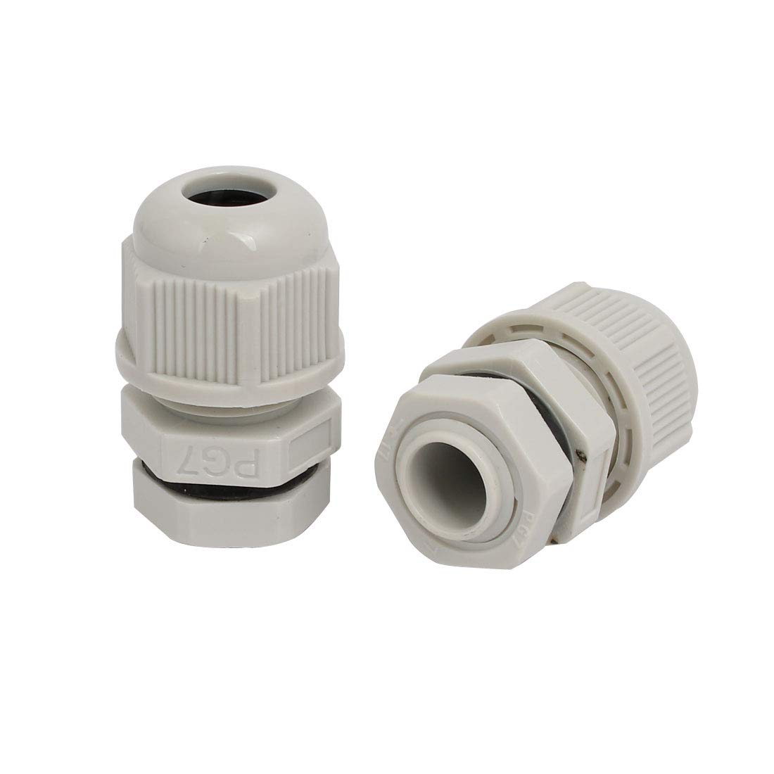 Aexit PG7 1.6mm-2.6mm Transmission Range Nylon 3 Holes Adjustable Cables Gland Connector Gray 5pcs