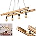 Produktbild HOFSTEIN Pendelleuchte Yaak, Hängelampe aus Metall/Holz in Schwarz/Braun, 4-flammig, 4 x E27, moderne Hängeleuchte, Höhenverstellbar bis max. 19 cm, für Esszimmer, Wohnzimmer, Küche