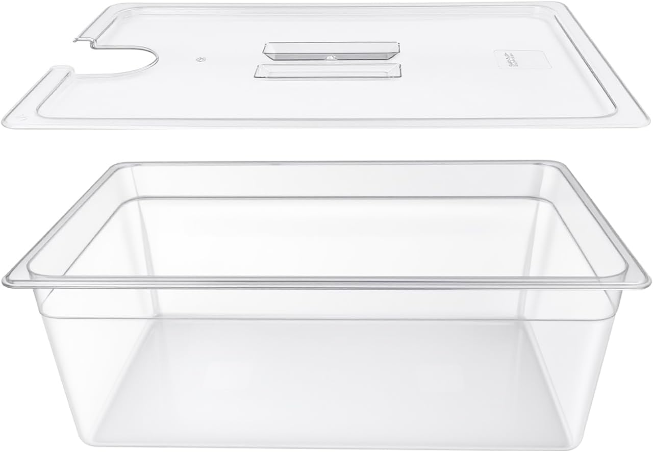WELKOR 26 Quart Sous Vide Containers with Lid Compatible with Wancle Anova Nano AN500-US00 Pro 3.0 Mini Joule,most Instant Pot Sous Vide Cooker,BPA Free (Container with lid, 26 QT)