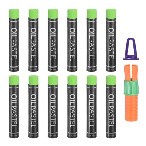 PATIKIL Pastels À L'huile Doux, 12 Pcs Crayons À L'huile Menthe Fournitures Artistiques Pastel Avec Porte-Texture Crémeuse Craie Colorée Mélange Homogène Lot En Gros Pour Artistes Peinture