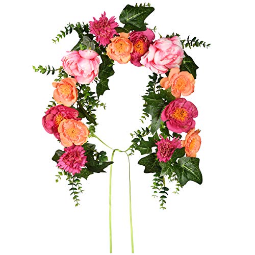 National Tree Company Artificial Mailbox Decoration Decorated with Multicolor Peony Blooms Ivy Leaves Spring Collection 36 Inches