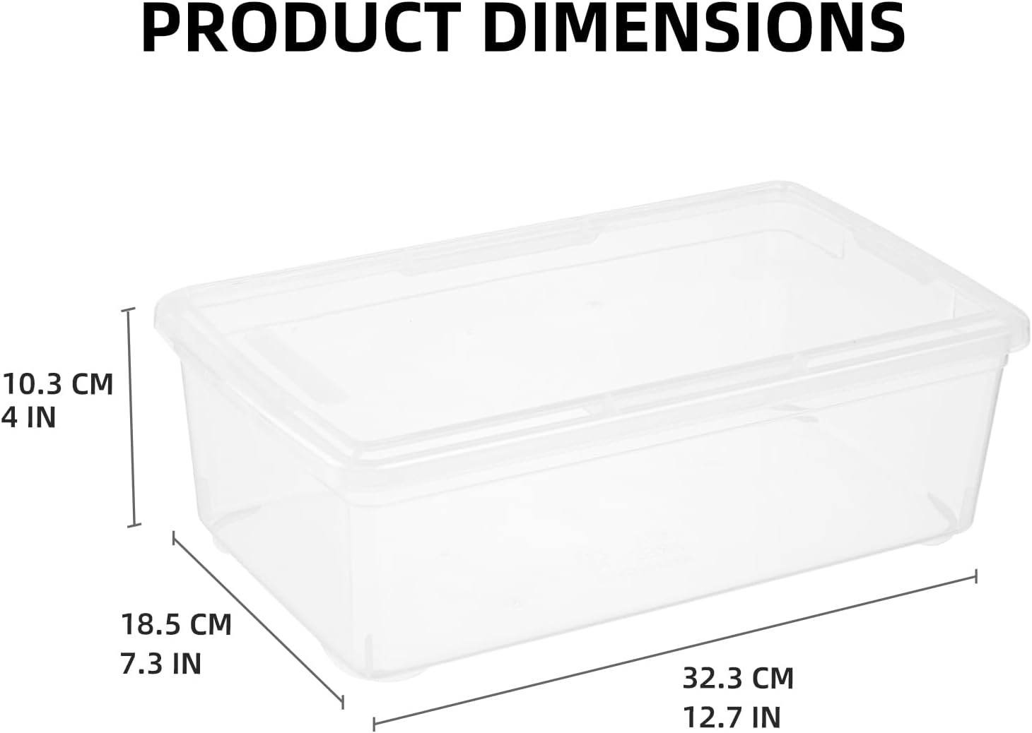 novelinks 12 Pack 6QT Plastic Storage Bins with Lids, Stackable Clear Containers with Latches, Durable Nestable Boxes for Office, Home, Garage, Shoes Organization