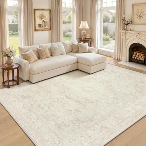 6x9 Washable Boho Floral Rug for Living Room and Bedroom