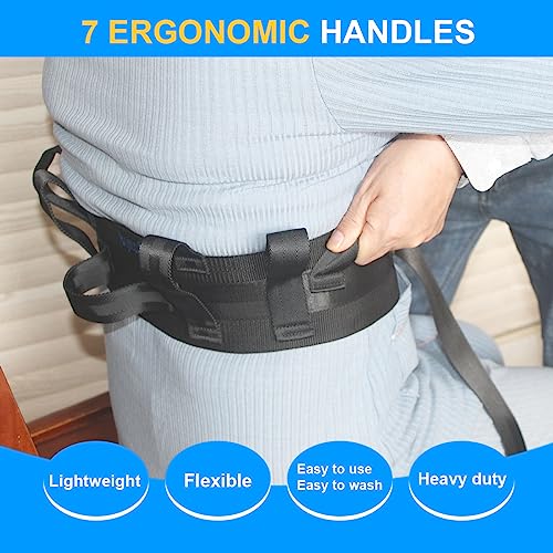 Gait Belt Transfer Belt,7 Padded Handles with Quick Release Buckle Adjustable Size 30-50\", Gate Belt for Elderly,Physical Therapy,Caregiver, Nurse