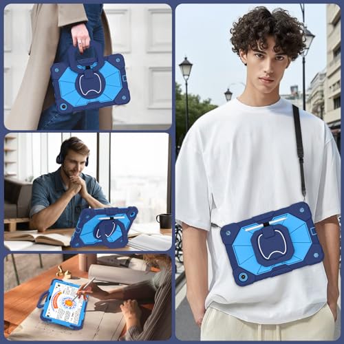 Image of WESOROL Case for Galaxy Tab A11 Plus /A9 Plus 11 Inch,Shockproof Cover for Samsung Tablet A11+ /A9+ Case with Screen Protector 360 Rotating Stand Pencil Holder Shoulder Strap,Navy Blue