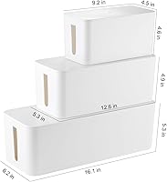 Vista 2 de 3 Pack Cable Management Box with 18 PCS Cable Management Set - Large & Medium & Small Cable Organizer Box to Hide Wires & Power Strips TV Cord