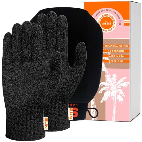 Sun Laboratories By Giesee Exfoliating Body Glove and Tan Removal Mitt, Self Tan Remover, Exfoliating Glove, Deep Exfoliating Body Scrubber, Tanning Mitt, Fake Tan Remover, Body Exfoliator Glove