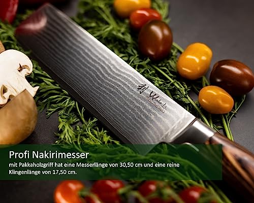 Wakoli EDIB Damastmesser Nakiri Küchenmesser 17,5 cm Klinge
