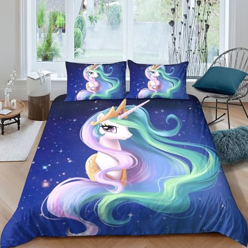 Housse de couette licorne super king 260x220 cm en microfibre douce
