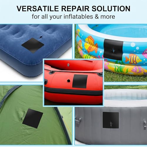 QEQSHQO 20 Stück Flickset Pool, Pool Flicken Selbstklebend, Poolflicken Selbstklebend Unterwasser Flickzeug zum Abdichten von Pools für Gartenpool Reparatur Dachschutz, 7x7cm schwarz