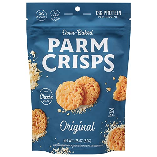 ParmCrisps - Original Cheese Parm Crisps, Made Simply with 100% REAL Parmesan Cheese |Healthy Keto Snacks, Low Carb, High Protein, Gluten Free, Oven Baked, Keto-Friendly| 1.75 Oz (Pack of 12)