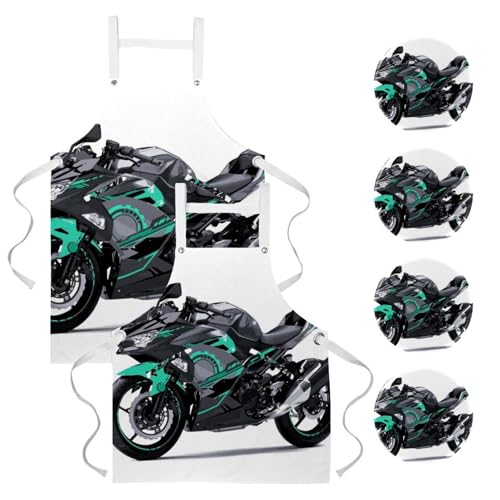 Lot de 2 tabliers de cuisine multicolores imprimé locomotive vélo