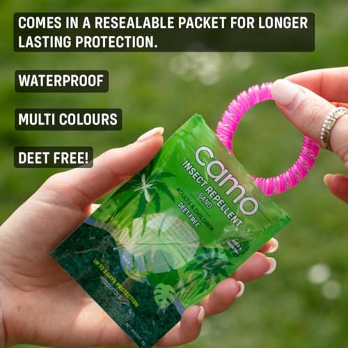 Camo Max Strength Mosquito Repellent Bracelet, 12 Insect Repellent Mosquito Bands, Child Friendly, Waterproof, Resealable Packaging, 3 Days Of Protection (Multi Colour) - 4