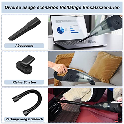 DXXOK Aspirateur à main sans fil - Puissance d'aspiration puissante - 30 min - Rechargeable par USB - Séchage humide - Aspirateur sans fil 120 W - Pour voiture, maison et animaux - Image 4