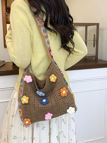 SHENHE Women's Crochet Tote Bag Embroidered Slouchy Crossbody Beach Shoulder Bag for Travel Daily3