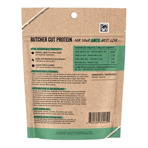 Vital Essentials Minnows Cat Treats, 0.5 oz | Freeze-Dried Raw | Single Ingredient | Grain Free, Gluten Free, Filler Free