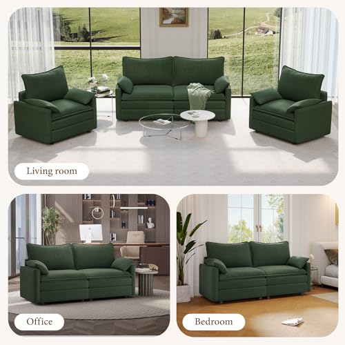 Vesgantti 74" Sectional Cloud Couch, Deep Seat Loveseat Sofa, Green - image 4