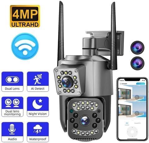 Image of DDLC 6MP WiFi Dual Lens Outdoor PTZ CCTV Camera | 360 View | Two-Way Audio | Color Night Vision | Wireless Security Camera for Home with Weather Resistance & Mobile App V380 Pro (Dual Lens PTZ)