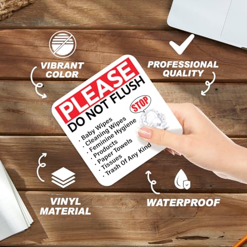 Image of Please Do Not Flush Stickers Vinyl Sign Inch Reminder for Toilet Bathroom Wall Home Public Restroom Self Adhesive Waterproof Decal 9Pcs Skateboard Car Water