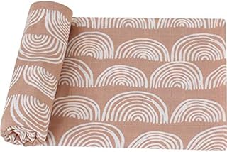 LifeTree Baby Muslin Cloths - Soft Large Baby Muslin Swaddle Blankets - Bamboo Cotton, Rainbow Design, Earthy Color Collection, Lightweight, Breathable, 47 x 47 inches