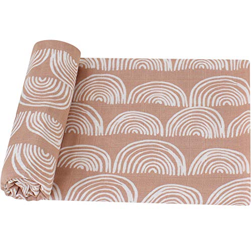Image of LifeTree Baby Swaddle Blankets - 70% Viscose from Bamboo and 30% Cotton Muslin Swaddle Blankets Unisex - Boho Vintage Rainbow Print, Silky Soft, Lightweight, Breathable, Large 47 x 47 inches