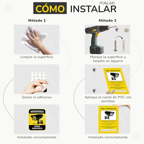 Miniatura 6 de Italmi Set Cartel Videovigilancia De Pvc Adhesivo Placa Zona Videovigilada 20x15 Cm Adhesivo Pequeño Para Añadir Una Seguridad Extra. 1