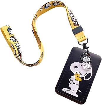 TCB Creations Snoopys Cartoon Dog Standing Holding Woodstock Characters Id Holder Lanyard Keychain