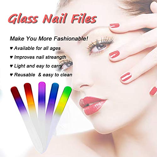20 Pcs Glass Nail File Bulk With Plastic Sleeve, Crystal Fingernail Files Set, Double Sided Finger Nail Files, Professional Manicure Nail Care, Christmas Stocking Stuffers Gifts For Women Girls #TOP3