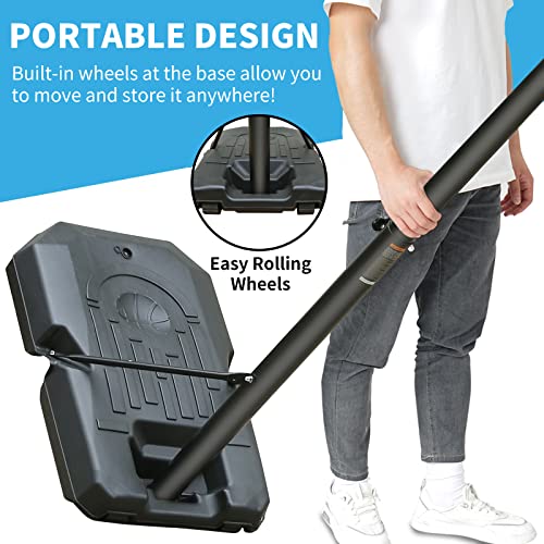 CUAUC Portable Adjustable Basketball Hoop Stand - Height 6.6ft to 10ft with 44 Inch Backboard and Wheels for Indoor and Outdoor Use - Perfect Basketball Goal for Adults and Teens - Thumbnail 7