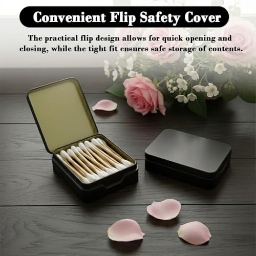 Image of HASTHIP 2Pcs Tin Box - Rectangular Portable Travel Small Box Tiny Metal Container Mini Storage for Cotton Balls, Swabs, Floss, 9.3x7.5x2.5cm