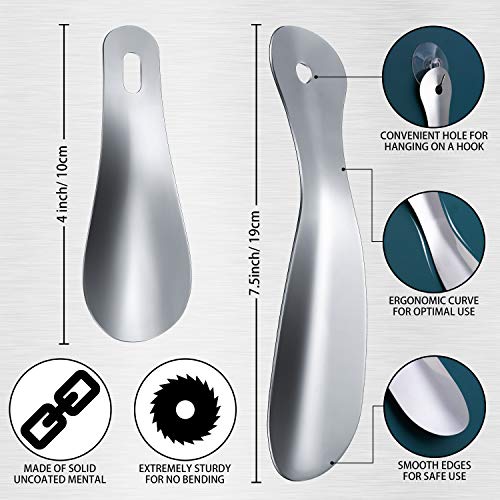 4 Pieces Stainless Steel Shoe Horn Set, 16.5 Inch 12 Inch Long Handle Metal Shoe Horn 7.5 Inch 4 Inch Short Travel Shoehorn For Adults Kids Shoe Lifting Helper For Boots Shoes Sneakers #TOP2