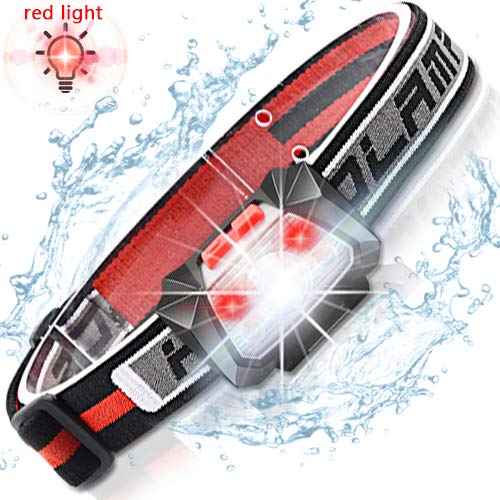 LED Head Torch Rechargeable USB, Ultralight Induction for Kids Adults Running Dog Walking Cycling Camping Fishing by AOMEES (with Battery)