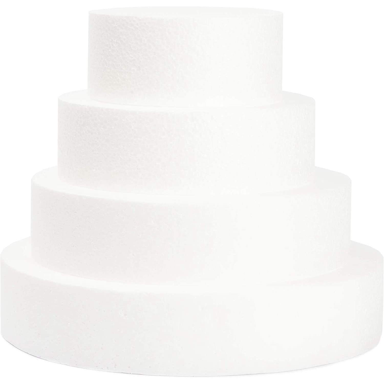 Pvczool 4 Pack Foam Cake Dummy for Decorating and Wedding Display,Sculpture,Modeling DIY Arts,Kids Class,Floral