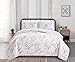 Great Bay Home Floral Full/Queen Quilt Set with Shams, Pink Floral Bedding Set, All-Season, Lightweight Bedspread. Reversible, Farmhouse Bedding. (Full/Queen, Sakura)