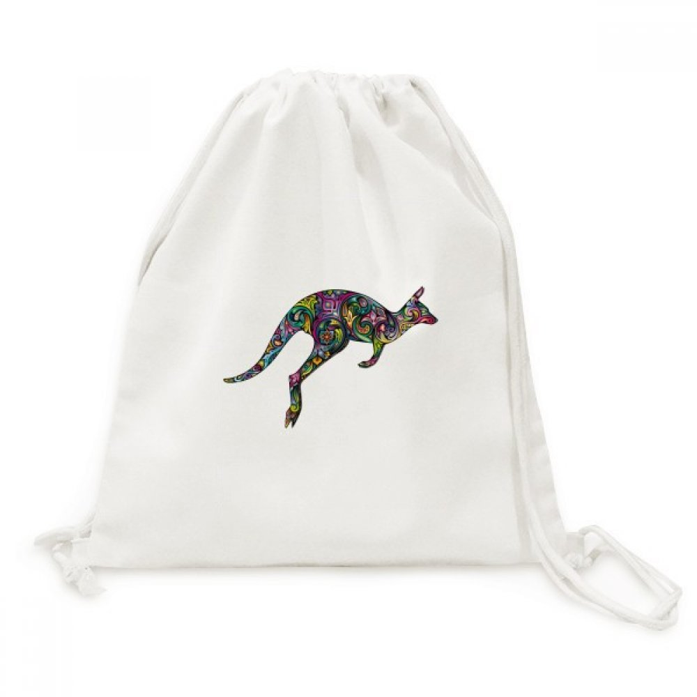 Toile Drawstring Backpack Australie Kangourou Sac à Dos Cordon Voyage - 5