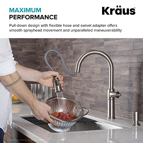 Kraus Sellette Traditional Spot Free Stainless Steel Single Handle Pull-Down Kitchen Faucet With Deck Plate, Kpf-1682Sfs #TOP3