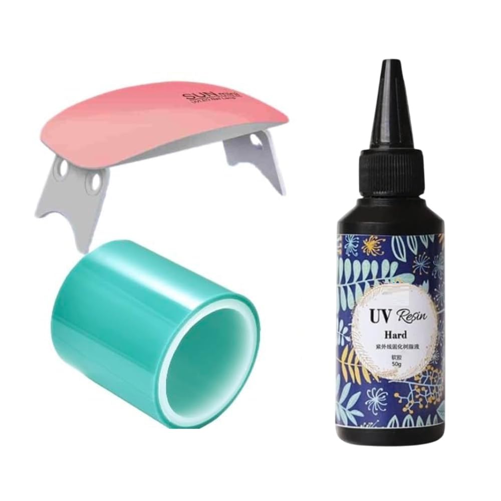 50gm UV Resin Kit with UV Tape & UV Lamp | Fast Curing, Non-Toxic, High Gloss Crystal Clear Resin for Jewelry Making, DIY Art, Keychains, Crafts & Coating | Bubble-Free, Durable & Easy to Use