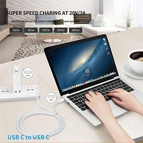USB C to USB C Charging Cable 2M, 60WType C fast Charging Cable for MacBook Air/Pro, iPad Mini 6/Pro 2022/Air 5, Samsung GalaxyS21/S21+/S20+ Ultra Note 20, Pixel 4/3 XL fast charging White