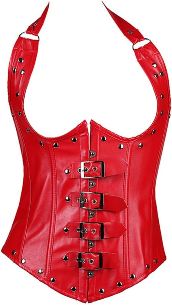 Women's Punk Spiral Steel Boned Trainer Faux Leather Underbust For Party Costumes