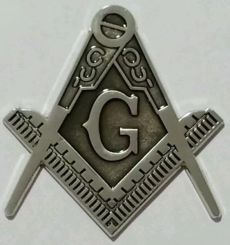 Mason Square Market Freemason Masonic Cut-Out car Emblem in Silver with Black