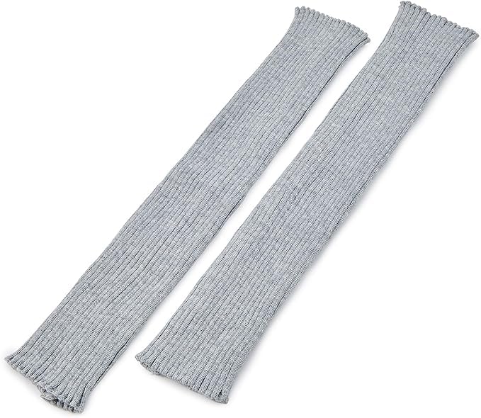 Image of YUANQIAN Women Winter Extra Soft Long Legwarmer Warmer Knitted Stirrup Leg Warmers for Yoga Ballet Dance (Grey-1pair no hole)
