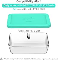 Vista 3 de Sophico 6 Cup Rectangle Silicone Storage Cover Lids Replacement for Pyrex 7211-PC Glass Bowls, Container not Included (Mint)