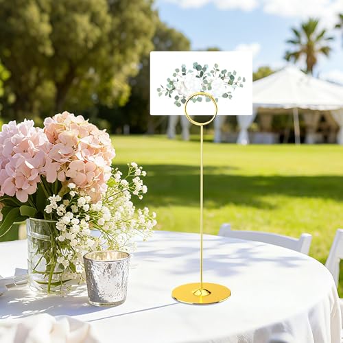 ERYTLLY 16PK Place Card Holders 8 Inch Table Number Holders Table Card Holders Steel Card Holders for Birthdays,Weddings,Photos, Food Signs, Memo Notes, Restaurants (Gold) by ERYTLLY - Image 5