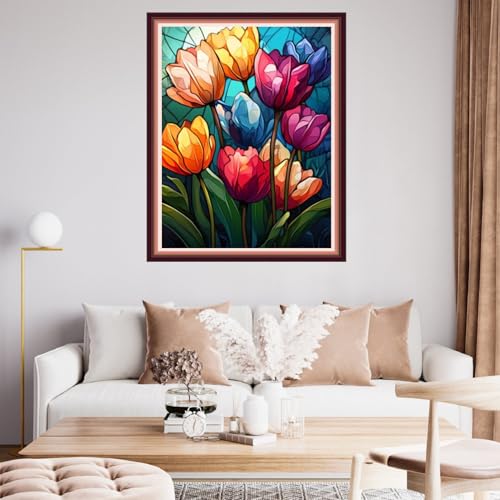Image of Fanxvivy Stamped Cross Stitch Kits for Beginners Full Range of Cross Stitching Preprinted Embroidery Kits for Adults, 11CT Embroidery Pattern Needlepoint Kits-Magical Flowers 16x20 inch