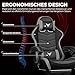 GTPLAYER Gaming Stuhl Bürostuhl Ergonomischer, Gaming Chair mit Fußstütze, verstellbare Kopfstütze und Lendenwirbelstütze, Gaming Sessel, Grau