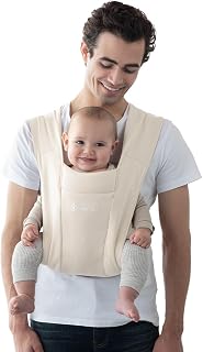 Ergobaby Embrace Baby Carrier Newborn to Toddler - Lightweight Ergonomic Baby Carriers - Cozy Essentials (7-25 Pounds), Ponte Knit, Cream